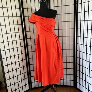 TOPSHOP One Shoulder Pleated Dress Retro 50 Garden